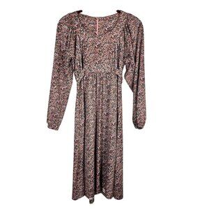 Handmade Floral Midi Dress 8 Girl Pink Retro Boho Indie Folk Prairie Hippie 80s